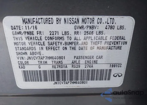 2017 Infiniti Q50 2.0T Base z USA, uszkodzony, nr VIN JN1CV7AP7HM640801